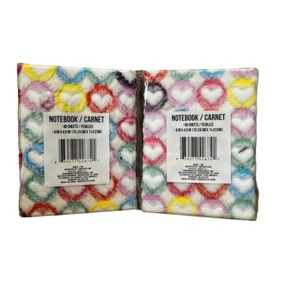 Bundle of 2 Fuzzy Hearts Notepads 80 Pages Multi Color Fuzzy - Picture 2 of 11